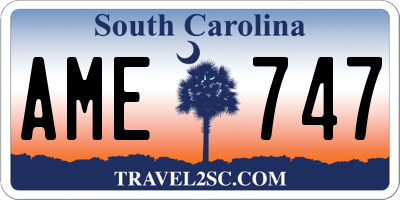 SC license plate AME747