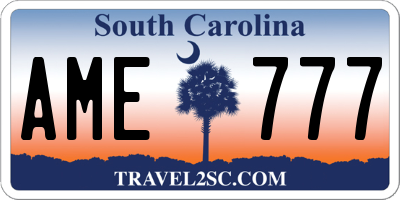 SC license plate AME777