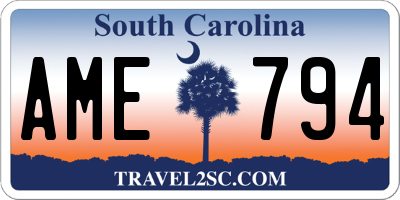 SC license plate AME794