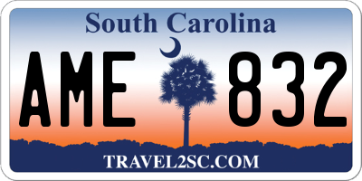 SC license plate AME832
