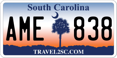 SC license plate AME838