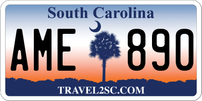 SC license plate AME890