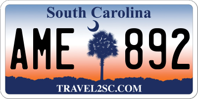 SC license plate AME892