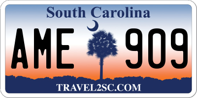 SC license plate AME909