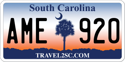 SC license plate AME920