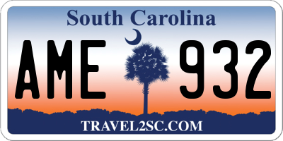 SC license plate AME932