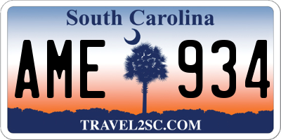 SC license plate AME934