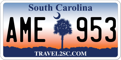 SC license plate AME953