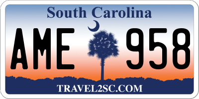 SC license plate AME958