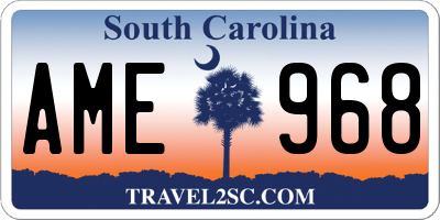 SC license plate AME968
