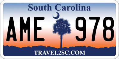 SC license plate AME978