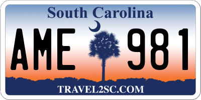 SC license plate AME981