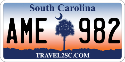 SC license plate AME982