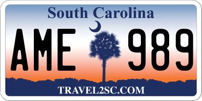SC license plate AME989