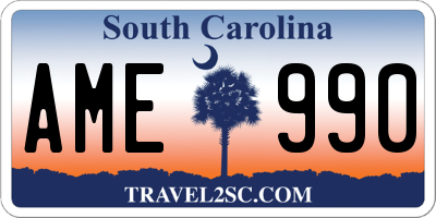 SC license plate AME990