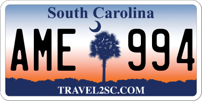 SC license plate AME994