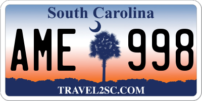SC license plate AME998