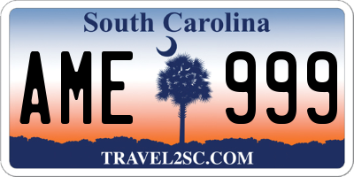 SC license plate AME999