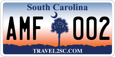 SC license plate AMF002