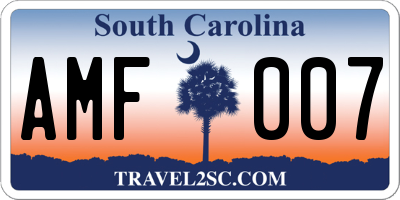 SC license plate AMF007
