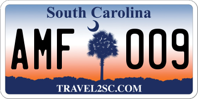 SC license plate AMF009