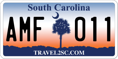 SC license plate AMF011