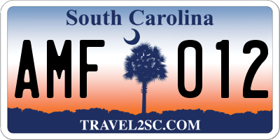 SC license plate AMF012