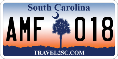 SC license plate AMF018