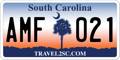 SC license plate AMF021
