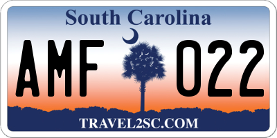 SC license plate AMF022