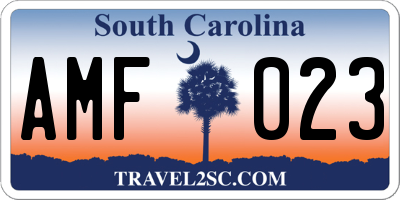 SC license plate AMF023
