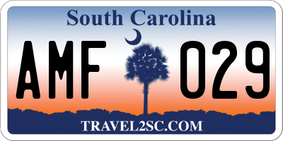 SC license plate AMF029