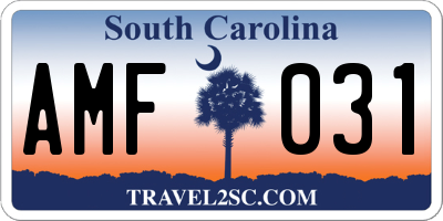 SC license plate AMF031