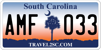 SC license plate AMF033