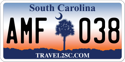 SC license plate AMF038