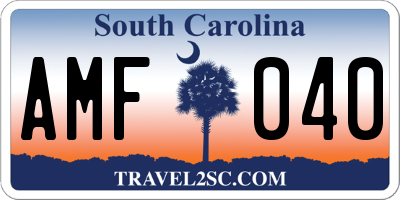 SC license plate AMF040