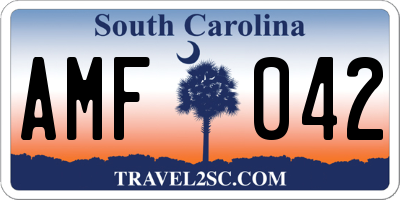 SC license plate AMF042