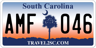 SC license plate AMF046