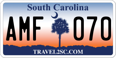SC license plate AMF070