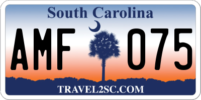SC license plate AMF075