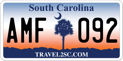 SC license plate AMF092