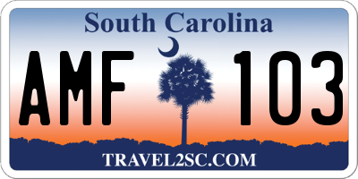 SC license plate AMF103