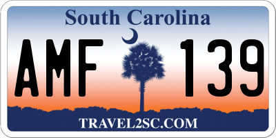 SC license plate AMF139