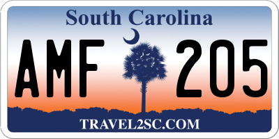 SC license plate AMF205