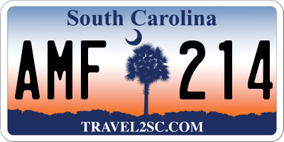 SC license plate AMF214