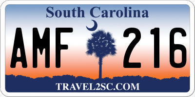 SC license plate AMF216