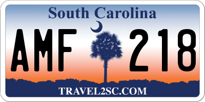 SC license plate AMF218