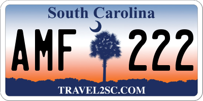 SC license plate AMF222