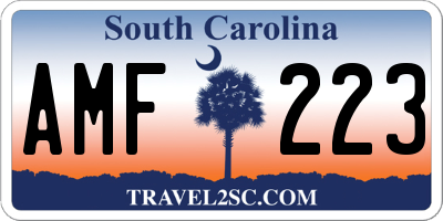 SC license plate AMF223