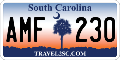 SC license plate AMF230